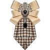 imageMens Teardrop Rhinestone Bow PreTied Brooch for Unisex Elegant Crystal Satin Fabric Houndstooth Ribbon Neck Tie Brooches Lapel Pins Wedding Prom Party Costume Bow TieBrown