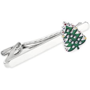 image25 Inch Christmas Tie Clip Tie Bar for Men Silvery Winter Holiday Xmas Santa Rhinestone Tree Necktie Shirts Tuxeto Formal Wear Brooch Dainty Festival Party Dress Accessories Jewelry Gift for HimRed Green Trees