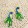 imageAcrylic Peacock Bird Dangle Earrings for Women Hypoallergenic Resin Blue Green Feather Animal Lightweight Charms Drop Dangling Stud Earring Cute Birthday Holiday Vacation Tropical Jewelry Gifts