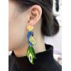 imageAcrylic Peacock Bird Dangle Earrings for Women Hypoallergenic Resin Blue Green Feather Animal Lightweight Charms Drop Dangling Stud Earring Cute Birthday Holiday Vacation Tropical Jewelry Gifts