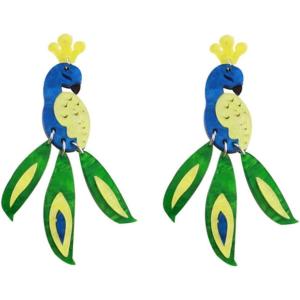imageAcrylic Peacock Bird Dangle Earrings for Women Hypoallergenic Resin Blue Green Feather Animal Lightweight Charms Drop Dangling Stud Earring Cute Birthday Holiday Vacation Tropical Jewelry Gifts