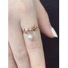 imageCZ Bow 14K Rose Gold Plated Engagement Promise Ring for Women Girls Butterfly Imitation 8mm Pearl Charm Drop Adjustable Open Band Finger Rings Comfort Fit Elegant Wedding Birthday Party Gift