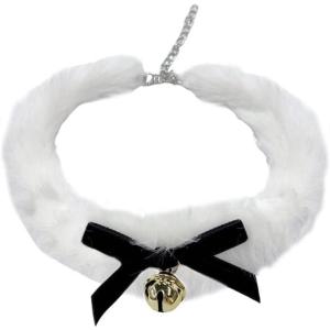 imageChristmas Fluffy Jingle Bell Choker Necklace for Women Pet Dainty Velvet Bow Bowknot Faux White Fur Collar Charms Chain Necklaces Adjustable Fashion Xmas Holiday Accessories Theme Party Jewelry Gift 16 inchBlack