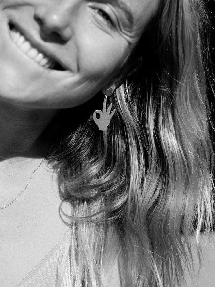 imageGold Hand Earrings Dangle Stud for Women Girls Copper Minimalist OK Fine Sign Language Vintage Drop Dangling Earring Hypoallergenic Unique Personalized Party Punk Jewelry BFF Gifts