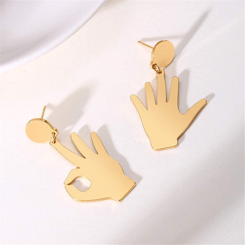 imageGold Hand Earrings Dangle Stud for Women Girls Copper Minimalist OK Fine Sign Language Vintage Drop Dangling Earring Hypoallergenic Unique Personalized Party Punk Jewelry BFF Gifts