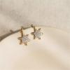 imageCZ Snowflake Dangle Stud Earrings for Women Girls S925 Sterling Silver Cubic Zirconia Pierced Ear 20g Ball Bead Stud Crystal Star Drop Post Pin Earrings Huggie Fashion Wedding Jewelry gold plated