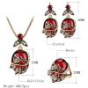 imageVintage CZ Leaf Earrings Ruby Red Pendant Necklace Jewelry Set for Women Girl Gold Plated Imitation Stone Boho Wedding Cocktail Party Christmas Anniversary Art Deco Jewelry Gifts