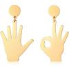 imageGold Hand Earrings Dangle Stud for Women Girls Copper Minimalist OK Fine Sign Language Vintage Drop Dangling Earring Hypoallergenic Unique Personalized Party Punk Jewelry BFF Gifts