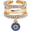 imageLayered CZ Evil Eye Statement Ring for Women Girl Protection Boho Crystal Gold Plated Open Band Wrap Size 6 Finger Rings Comfort Fit Bohemian Wedding Birthday Cocktail Party Jewelry