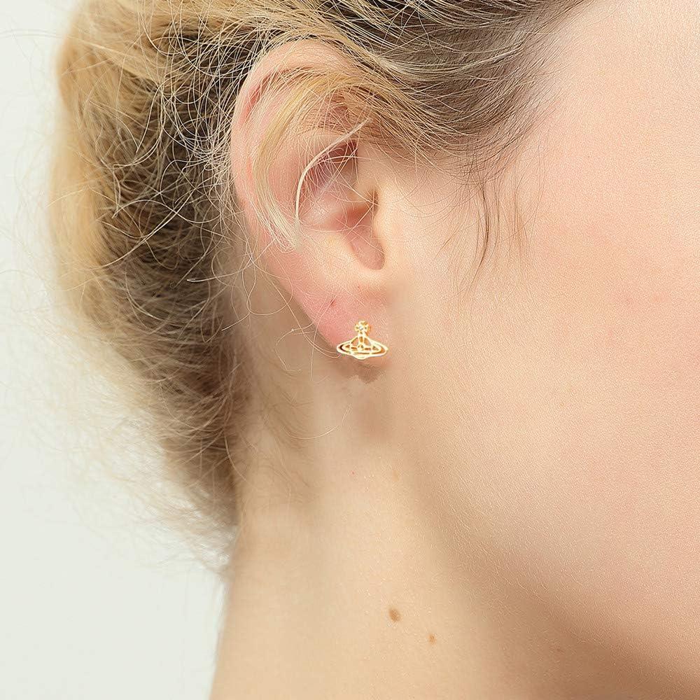 imageGold Moon Universe Planet Earrings for Women Girls S925 Sterling Silver Hypoallergenic Tiny Small Filigree Cross Star Cartilage Stud Tragus Lucky Post Pin Earring Airline Gift Souvenir