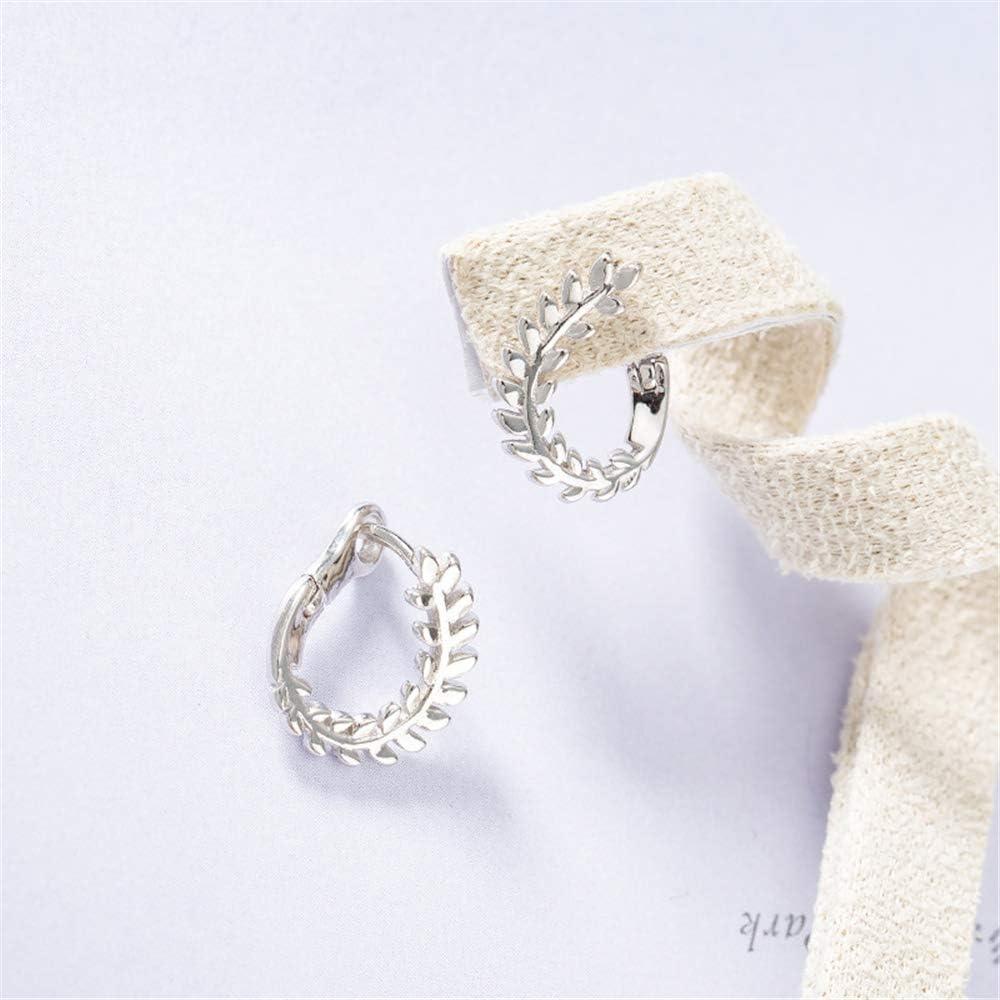 imageMinimalist Olive Leaf Sterling Silver Small Hoop Earrings for Women Girls Unique Hypoallergenic Cartilage Cuff Clip on Huggie Hoops Fashion Dainty Nickel Free Jewelry