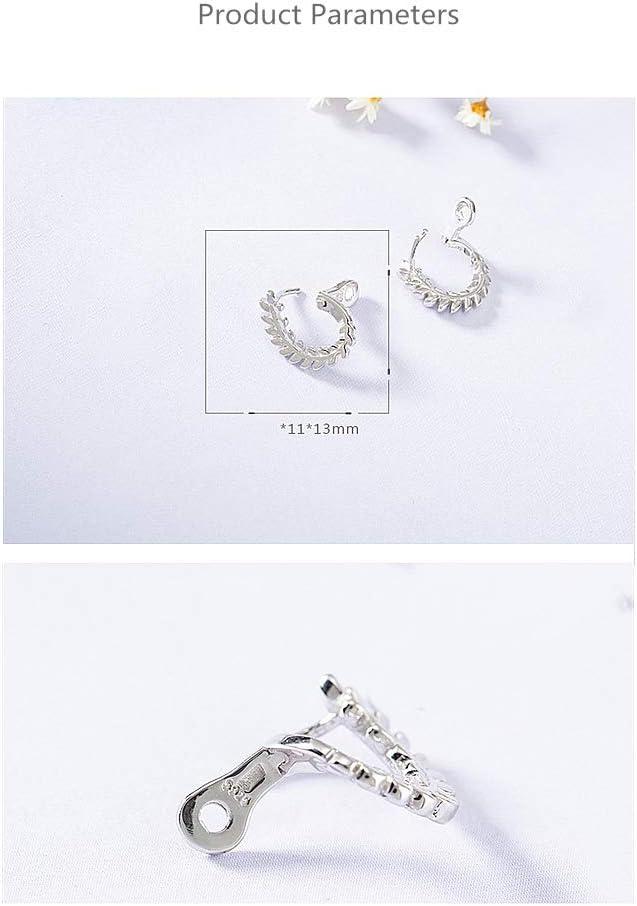 imageMinimalist Olive Leaf Sterling Silver Small Hoop Earrings for Women Girls Unique Hypoallergenic Cartilage Cuff Clip on Huggie Hoops Fashion Dainty Nickel Free Jewelry