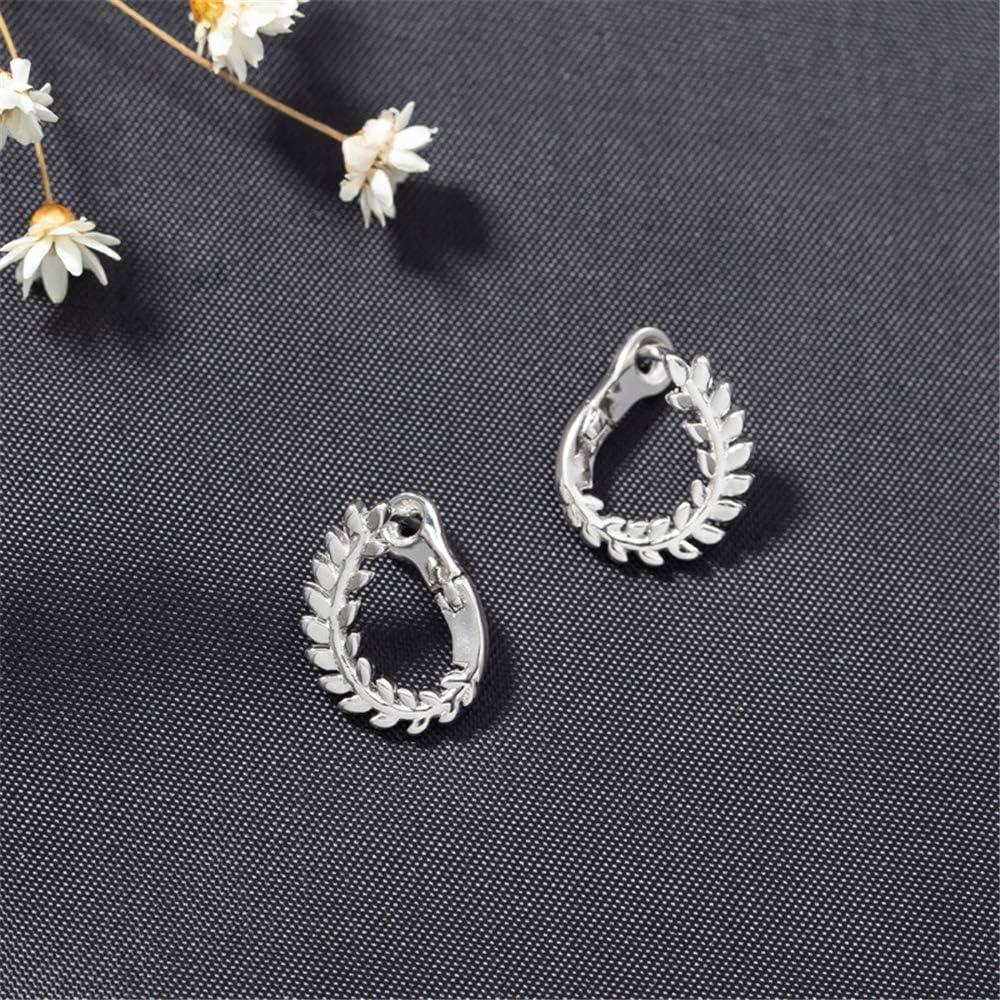 imageMinimalist Olive Leaf Sterling Silver Small Hoop Earrings for Women Girls Unique Hypoallergenic Cartilage Cuff Clip on Huggie Hoops Fashion Dainty Nickel Free Jewelry