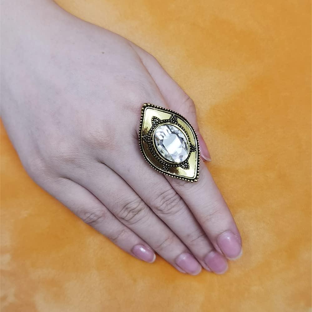 imageVintage CZ Evil Eye Big Statement Ring for Women Girls Oxidized Gold Plated Turtle Adjustable Expandable Boho Open Band Promise Rings Comfort Fit Indian Bollywood Cocktail Party Y2K Jewelry