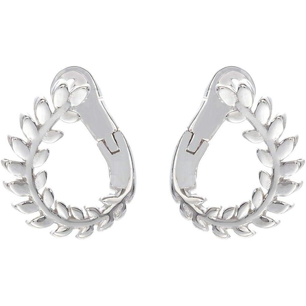 imageMinimalist Olive Leaf Sterling Silver Small Hoop Earrings for Women Girls Unique Hypoallergenic Cartilage Cuff Clip on Huggie Hoops Fashion Dainty Nickel Free Jewelry