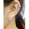 imageCZ Pink Leaf Huggie Hoop Earrings for Women Girls Silver Plated Cubic Zirconia Graceful Cluster Flower Leaves Feather Drop Lever Back ClickTop Piercing Stud Wedding Birthday Party Jewelry