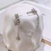 imageCZ Star Ear Cuff Tassel Stud Earring for Women Girls Cubic Zirconia Charms Huggie Star Small Hoop Cartilage Climber Crawler Wrap Dangle Drop Earring Sterling Silver Post Pin Fashion Jewelry One Piece