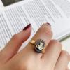 imageVintage Saturn 925 Sterling Silver CZ Engatement Ring for Women Girls Statement Wedding Imitation Tiger Eye Planet Star Universe Open Band Finger Rings Comfort Fit Fashion Retro Jewelry Delicate Gift