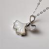 imageShell Pearl Ginko Pendant Necklace for Women Girls 925 Sterling Silver Dainty Cute Ginkgo Leaf Charms Drop Link Choker Chain Adjustable 18 Inch Elegant Birthday Wedding Anniversary Jewelry Gift Box 18quot