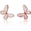 imageDainty Small Butterfly Earrings for Women Girls 925 Sterling Silver 14K Rose Gold Plated Cubic Zirconia Crystal Pink Enamel Animal Insect Stud Cartilage Hypoallergenic Post Pin Jewelry Gifts