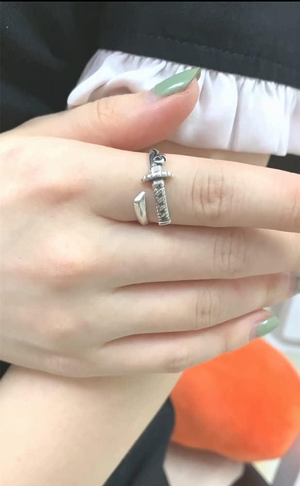 image:imageVintage Sword 925 Sterling Silver Adjustable Open Wrap Ring for Women Girls Statement Stacking Retro Dagger Finger Rings Comfort Fit Nickel Free Jewelry Fashion Unisex Gift Size 710
