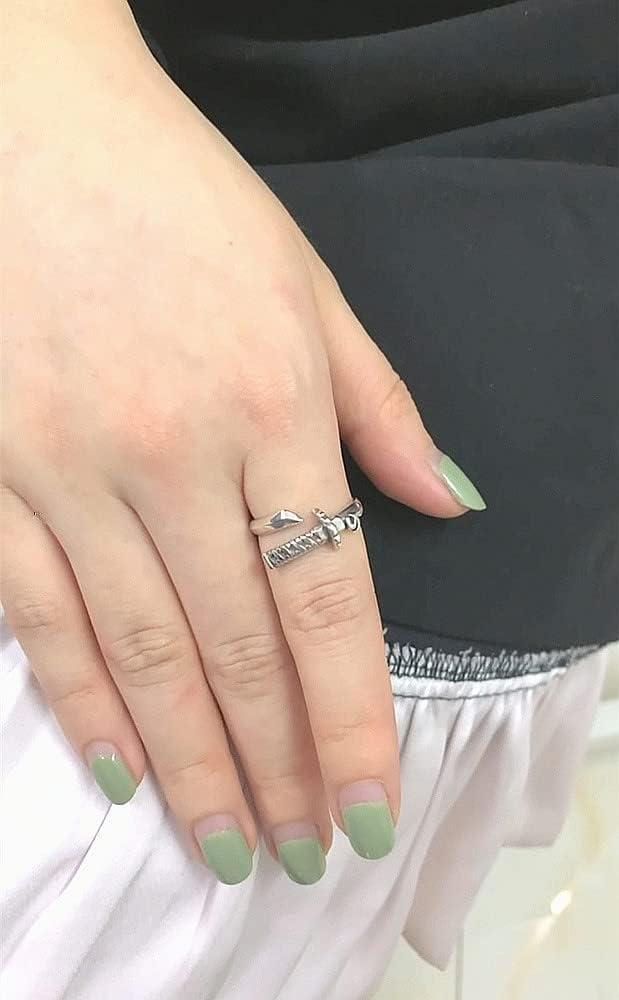 image:imageVintage Sword 925 Sterling Silver Adjustable Open Wrap Ring for Women Girls Statement Stacking Retro Dagger Finger Rings Comfort Fit Nickel Free Jewelry Fashion Unisex Gift Size 710