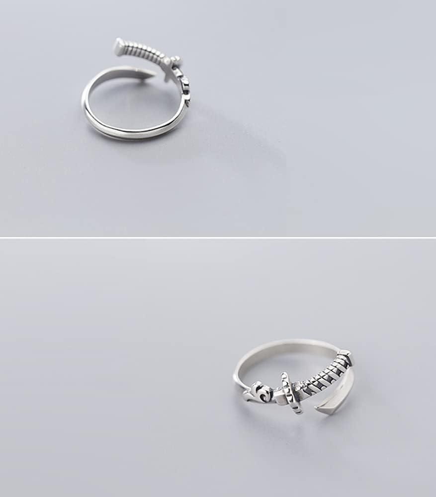 image:imageVintage Sword 925 Sterling Silver Adjustable Open Wrap Ring for Women Girls Statement Stacking Retro Dagger Finger Rings Comfort Fit Nickel Free Jewelry Fashion Unisex Gift Size 710