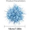 image:image18cm7in Dainty Spiky Fabric Flower Brooch Pin for Women Girls Elegant Crystal Colorful PomPom Fluffy Floral Peony Brooches Lapel Hair Pins Trendy Party Dress Accessories JewelryBlue
