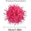 image:image18cm7in Dainty Spiky Fabric Flower Brooch Pin for Women Girls Elegant Crystal Colorful PomPom Fluffy Floral Peony Brooches Lapel Hair Pins Trendy Party Dress Accessories JewelryFushcia