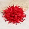 image:image18cm7in Dainty Spiky Fabric Flower Brooch Pin for Women Girls Elegant Crystal Colorful PomPom Fluffy Floral Peony Brooches Lapel Hair Pins Trendy Party Dress Accessories JewelryRed