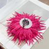 image:image18cm7in Dainty Spiky Fabric Flower Brooch Pin for Women Girls Elegant Crystal Colorful PomPom Fluffy Floral Peony Brooches Lapel Hair Pins Trendy Party Dress Accessories JewelryFushcia