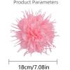 image:image18cm7in Dainty Spiky Fabric Flower Brooch Pin for Women Girls Elegant Crystal Colorful PomPom Fluffy Floral Peony Brooches Lapel Hair Pins Trendy Party Dress Accessories JewelryPink