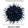 image:image18cm7in Dainty Spiky Fabric Flower Brooch Pin for Women Girls Elegant Crystal Colorful PomPom Fluffy Floral Peony Brooches Lapel Hair Pins Trendy Party Dress Accessories JewelryNavy