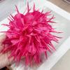 image:image18cm7in Dainty Spiky Fabric Flower Brooch Pin for Women Girls Elegant Crystal Colorful PomPom Fluffy Floral Peony Brooches Lapel Hair Pins Trendy Party Dress Accessories JewelryFushcia