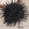 image:image18cm7in Dainty Spiky Fabric Flower Brooch Pin for Women Girls Elegant Crystal Colorful PomPom Fluffy Floral Peony Brooches Lapel Hair Pins Trendy Party Dress Accessories JewelryBlack
