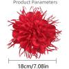 image:image18cm7in Dainty Spiky Fabric Flower Brooch Pin for Women Girls Elegant Crystal Colorful PomPom Fluffy Floral Peony Brooches Lapel Hair Pins Trendy Party Dress Accessories JewelryRed