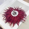 image:image18cm7in Dainty Spiky Fabric Flower Brooch Pin for Women Girls Elegant Crystal Colorful PomPom Fluffy Floral Peony Brooches Lapel Hair Pins Trendy Party Dress Accessories JewelryWine Red