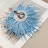 image:image18cm7in Dainty Spiky Fabric Flower Brooch Pin for Women Girls Elegant Crystal Colorful PomPom Fluffy Floral Peony Brooches Lapel Hair Pins Trendy Party Dress Accessories JewelryBlue