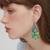 image:imageVintage Peacock Dangle Earrings for Women 14K Gold Plated Green Crystal Feather Peafowl Statement Drop Dangling Stud Earring Boho Exaggerated Birthday Holiday Jewelry GiftsGreen Purple