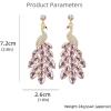 image:imageVintage Peacock Dangle Earrings for Women 14K Gold Plated Green Crystal Feather Peafowl Statement Drop Dangling Stud Earring Boho Exaggerated Birthday Holiday Jewelry GiftsLight Pink