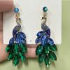 image:imageVintage Peacock Dangle Earrings for Women 14K Gold Plated Green Crystal Feather Peafowl Statement Drop Dangling Stud Earring Boho Exaggerated Birthday Holiday Jewelry GiftsBlue Green