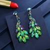image:imageVintage Peacock Dangle Earrings for Women 14K Gold Plated Green Crystal Feather Peafowl Statement Drop Dangling Stud Earring Boho Exaggerated Birthday Holiday Jewelry GiftsGreen Purple