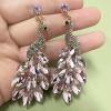 image:imageVintage Peacock Dangle Earrings for Women 14K Gold Plated Green Crystal Feather Peafowl Statement Drop Dangling Stud Earring Boho Exaggerated Birthday Holiday Jewelry GiftsLight Pink