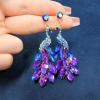 image:imageVintage Peacock Dangle Earrings for Women 14K Gold Plated Green Crystal Feather Peafowl Statement Drop Dangling Stud Earring Boho Exaggerated Birthday Holiday Jewelry GiftsPurple Blue