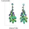 image:imageVintage Peacock Dangle Earrings for Women 14K Gold Plated Green Crystal Feather Peafowl Statement Drop Dangling Stud Earring Boho Exaggerated Birthday Holiday Jewelry GiftsGreen Purple