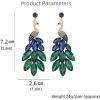image:imageVintage Peacock Dangle Earrings for Women 14K Gold Plated Green Crystal Feather Peafowl Statement Drop Dangling Stud Earring Boho Exaggerated Birthday Holiday Jewelry GiftsBlue Green