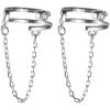 image:imageMinimalist CZ Cuff Wrap Tassel Chain Drop Cartilage Earrings for Women Girls S925 Sterling Silver Crystal Fashion Open Small Hoop NonPiercing Ear Hypoallergenic Punk Jewelry Gifts
