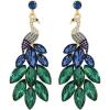 image:imageVintage Peacock Dangle Earrings for Women 14K Gold Plated Green Crystal Feather Peafowl Statement Drop Dangling Stud Earring Boho Exaggerated Birthday Holiday Jewelry GiftsBlue Green