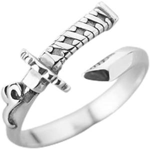 image:imageVintage Sword 925 Sterling Silver Adjustable Open Wrap Ring for Women Girls Statement Stacking Retro Dagger Finger Rings Comfort Fit Nickel Free Jewelry Fashion Unisex Gift Size 710