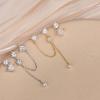 image:imagePrincess Cut Cubic Zirconia Double Piercing Chain Dangle Cartilage Stud Earrings for Women Girls 925 Sterling Silver Dainty Geometric Round CZ Cuff Tassel Drop Climber Crawler Fashion Asymmetrical